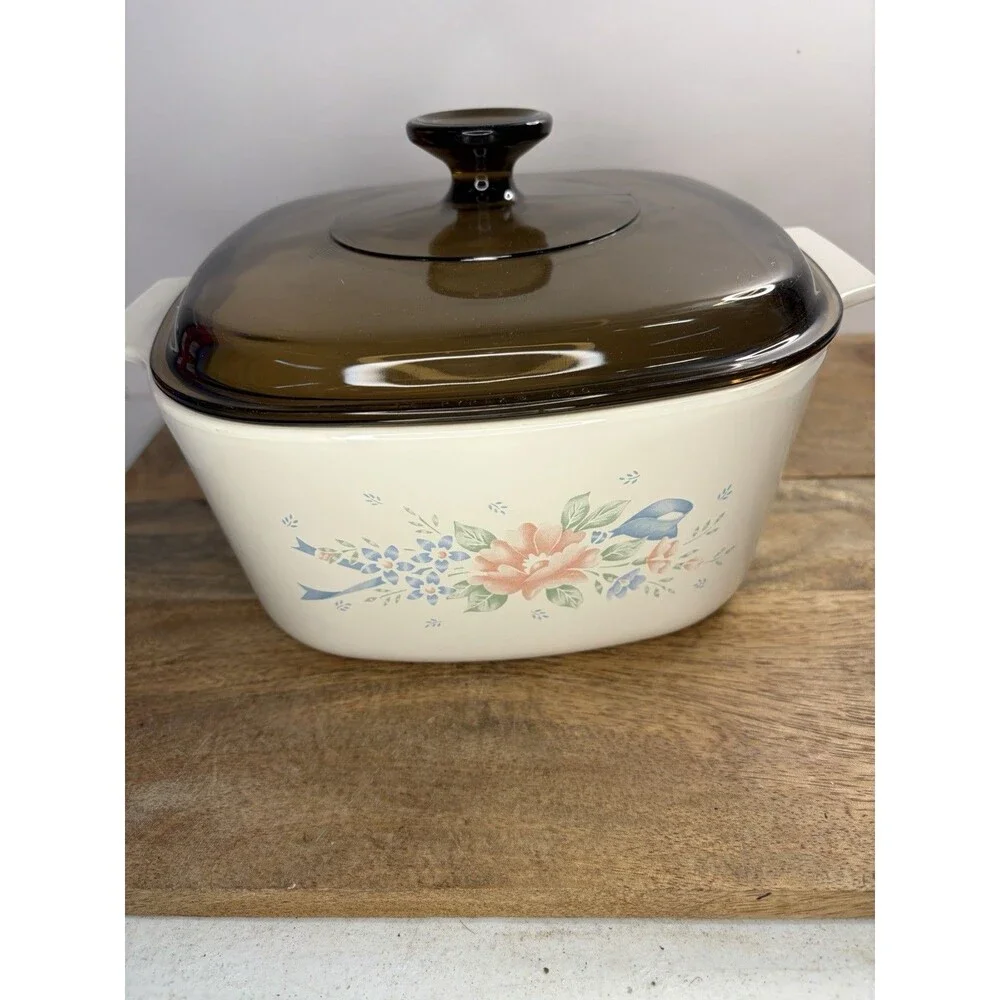 CorningWare SYMPHONY 3L  Sandstone A-3-B Casserole Dish w/Amber  Lid Near MInt